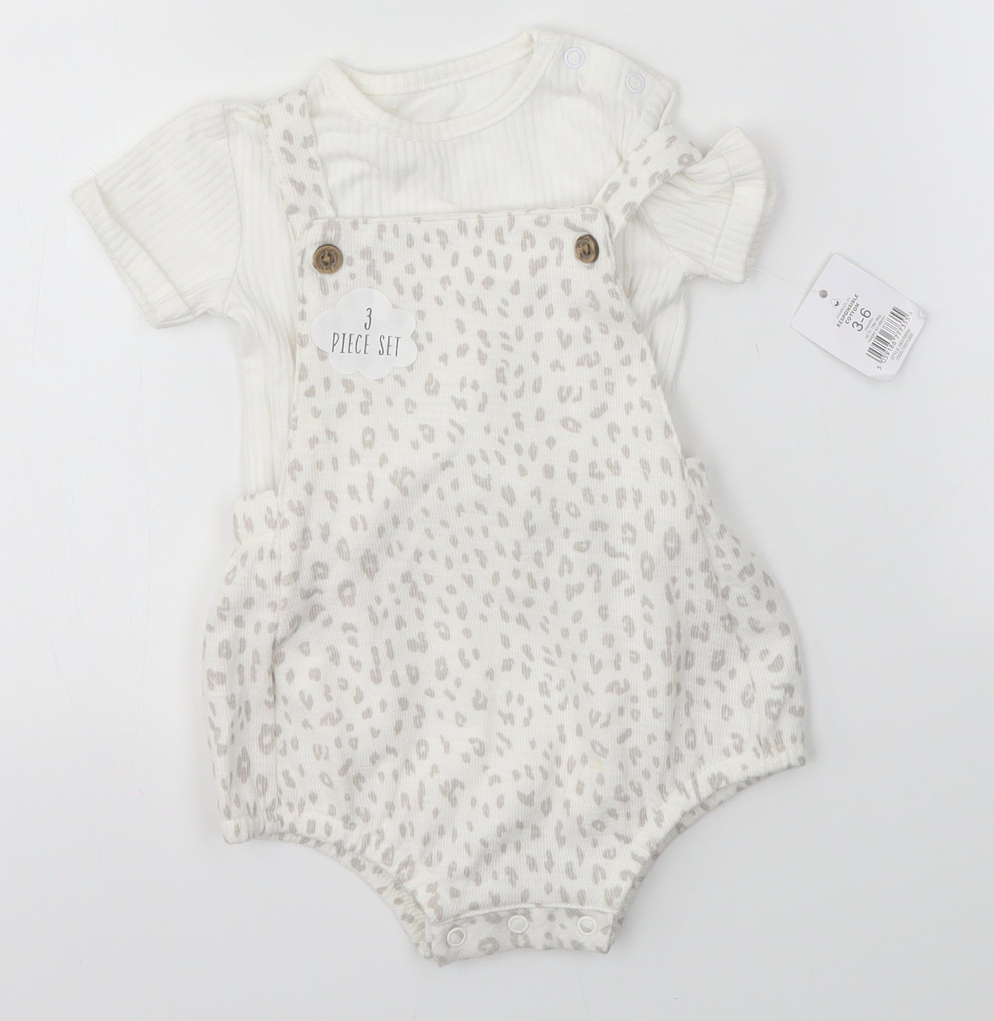 George Baby White   Dungaree One-Piece Size 3-6 Months