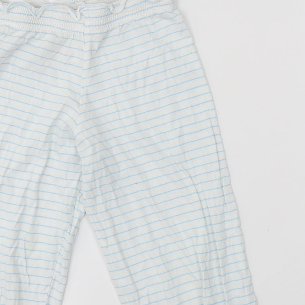 M&S Girls White Striped  Jogger Trousers Size 5-6 Years