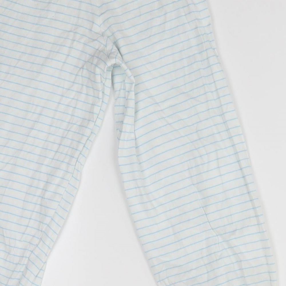 M&S Girls White Striped  Jogger Trousers Size 5-6 Years