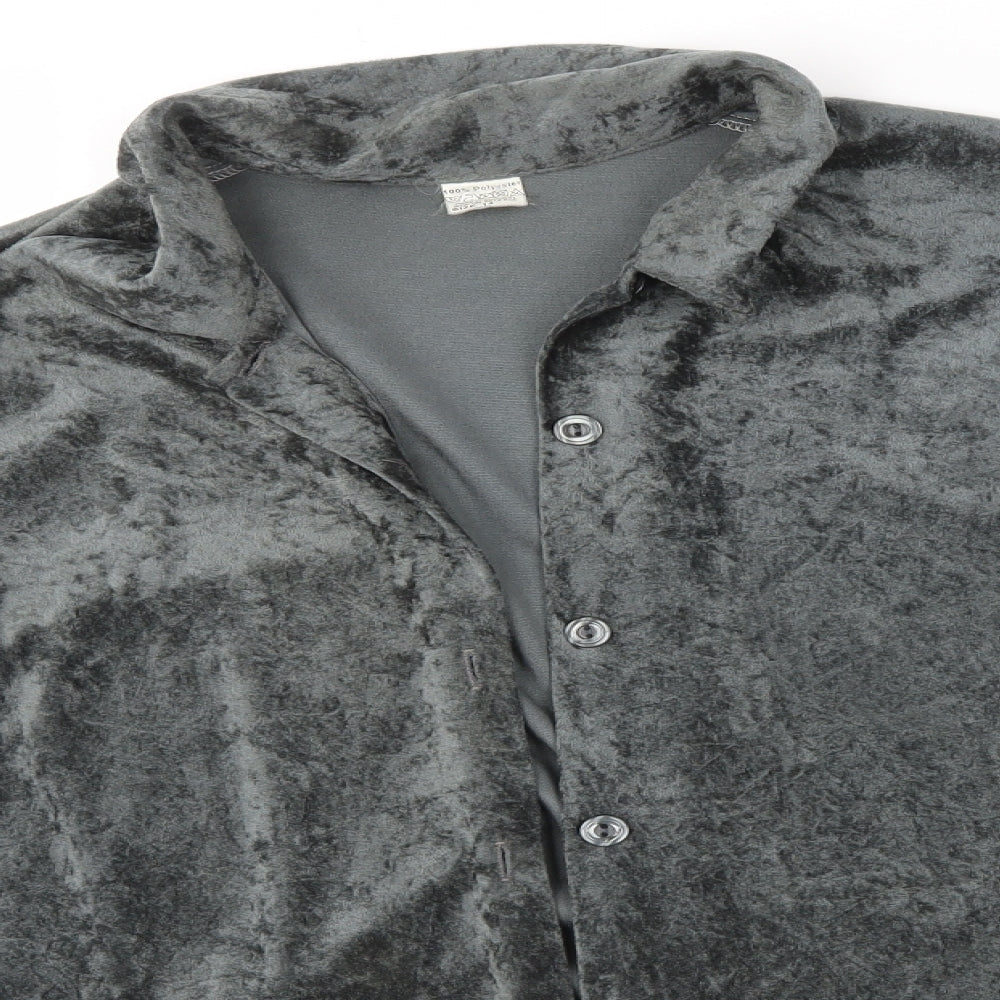 Preworn Womens Grey   Basic Button-Up Size 14  - Velvet feel