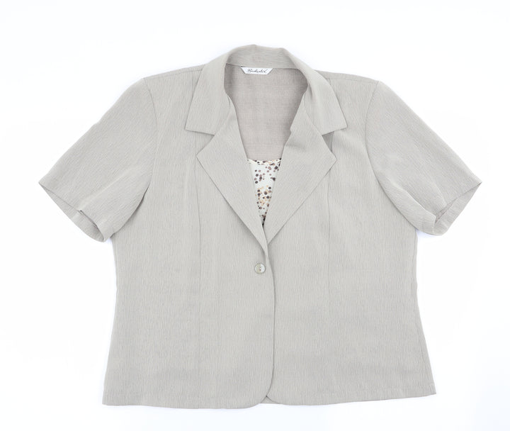 Berkertex Womens Beige Basic Button-Up Size 16 - Faux Blouse Front