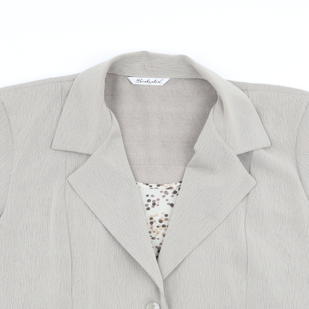 Berkertex Womens Beige   Basic Button-Up Size 16  - Faux Blouse Front