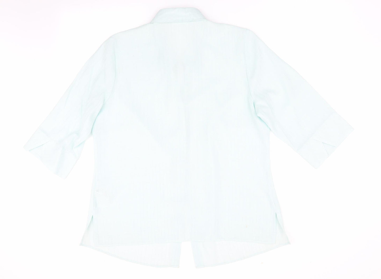 Marks and Spencer Womens Green Striped  Basic Button-Up Size 16  - Subtle shimmer effect Mint Green