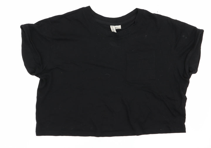 Divided Womens Black Basic T-Shirt Size 6