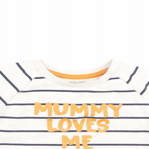 Primark Boys Ivory Striped  Pullover Jumper Size 12-18 Months  - Mummy Loves Me
