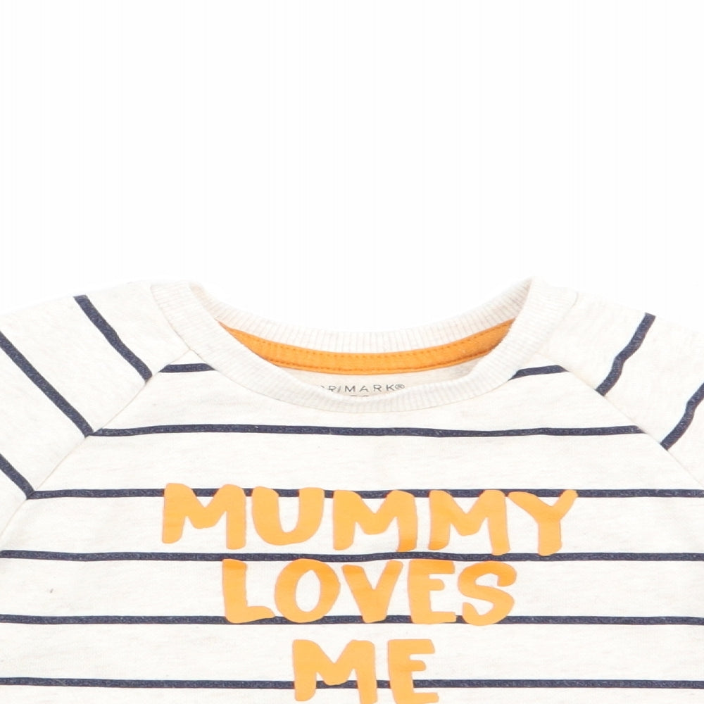 Primark Boys Ivory Striped  Pullover Jumper Size 12-18 Months  - Mummy Loves Me