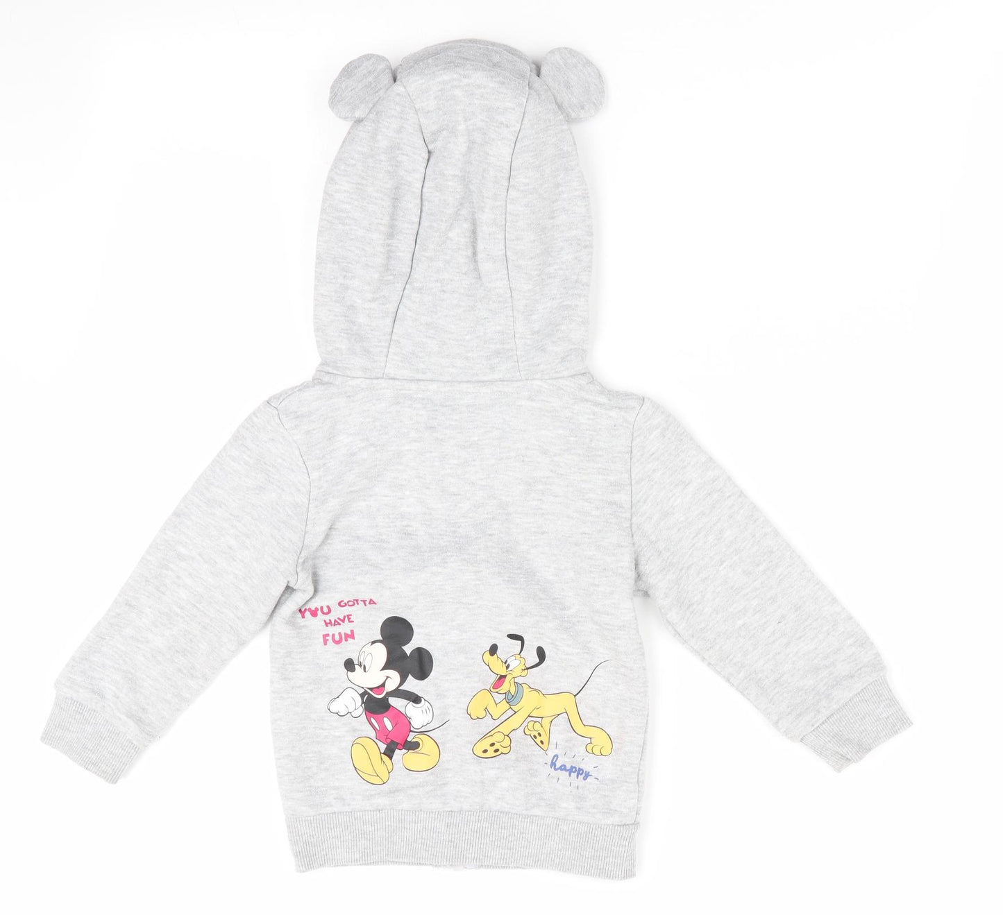 Disney at Primark Baby Grey Animal Print  Jacket  Size 18-24 Months  - Hoodie full zip Donald Duck Mickey Mouse