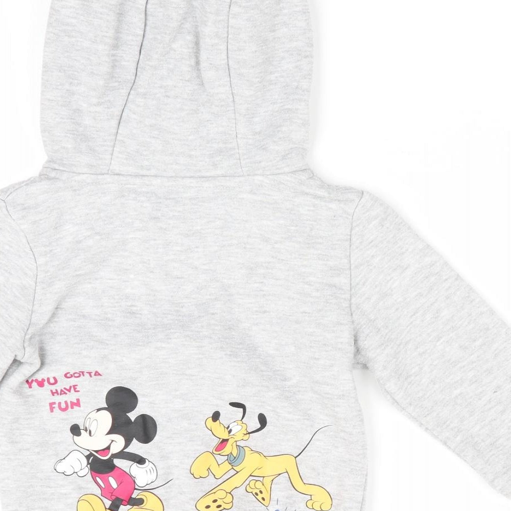 Disney at Primark Baby Grey Animal Print  Jacket  Size 18-24 Months  - Hoodie full zip Donald Duck Mickey Mouse