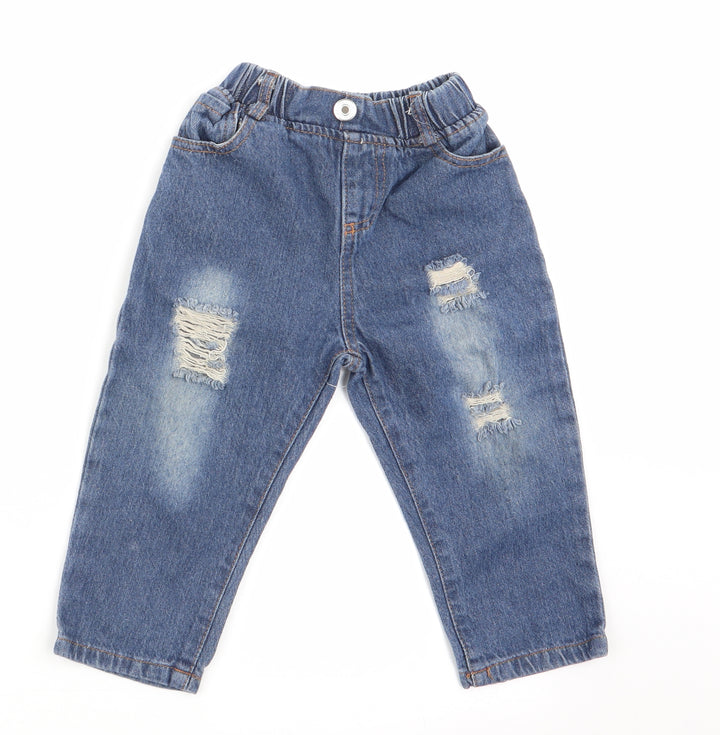 Foshan Boys Blue   Jogger Jeans Size 12-18 Months  - Distressed Jeans