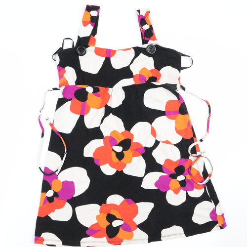 Red Herring Womens Black Floral  Pinafore/Dungaree Dress  Size 8