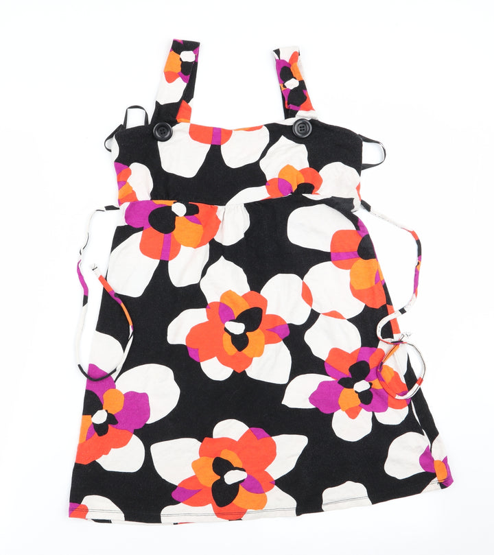 Red Herring Womens Black Floral Pinafore/Dungaree Dress Size 8