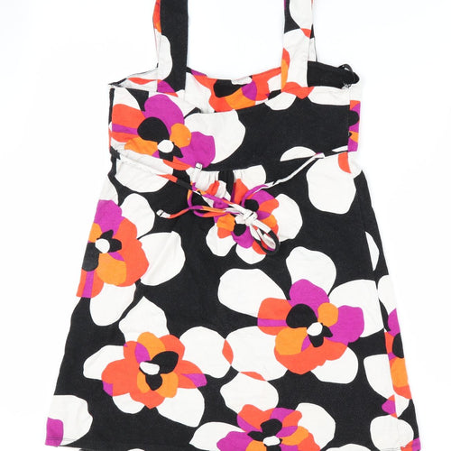Red Herring Womens Black Floral  Pinafore/Dungaree Dress  Size 8