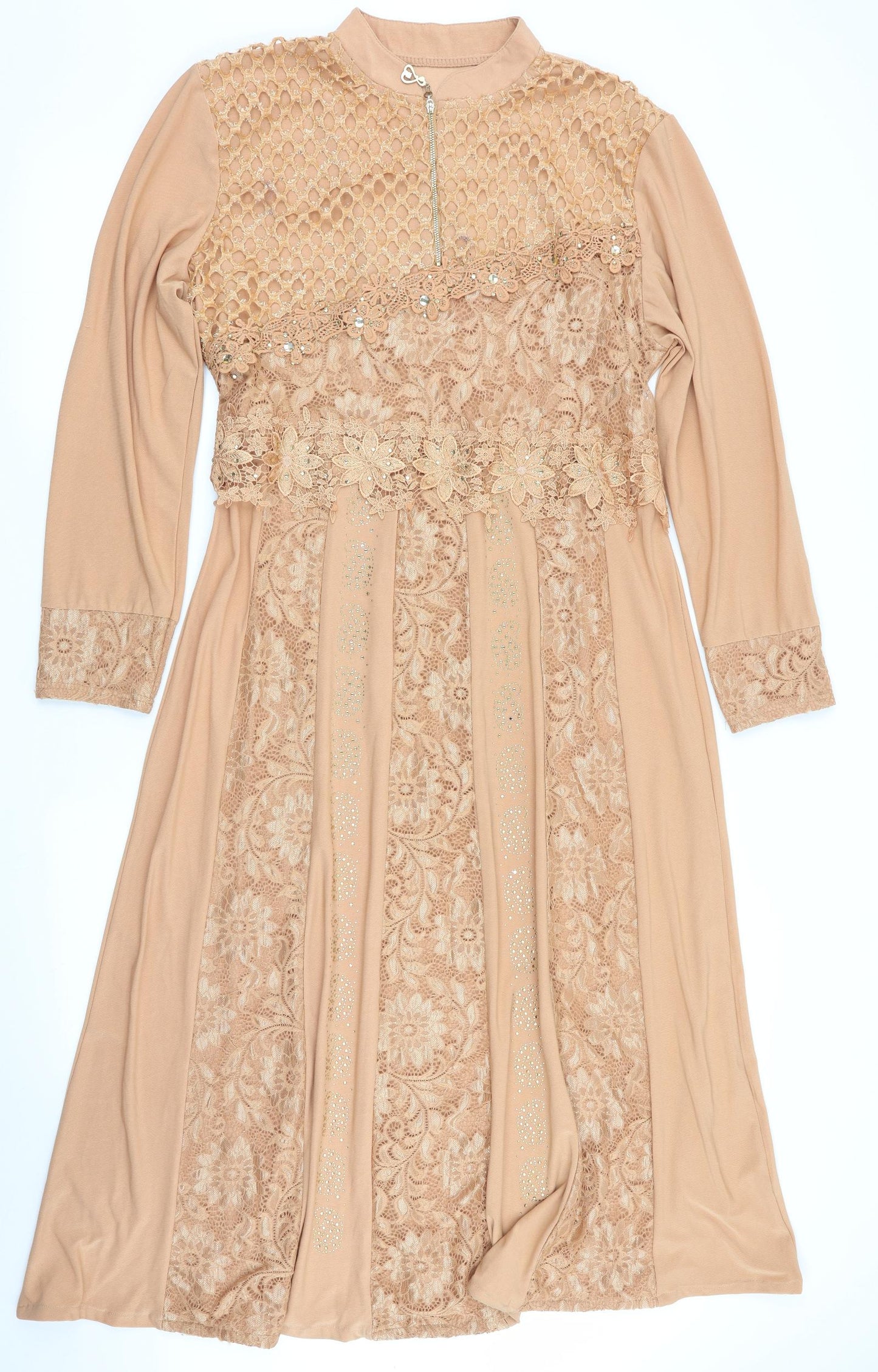 Rupali Womens Orange   Fit & Flare    - Lace trim