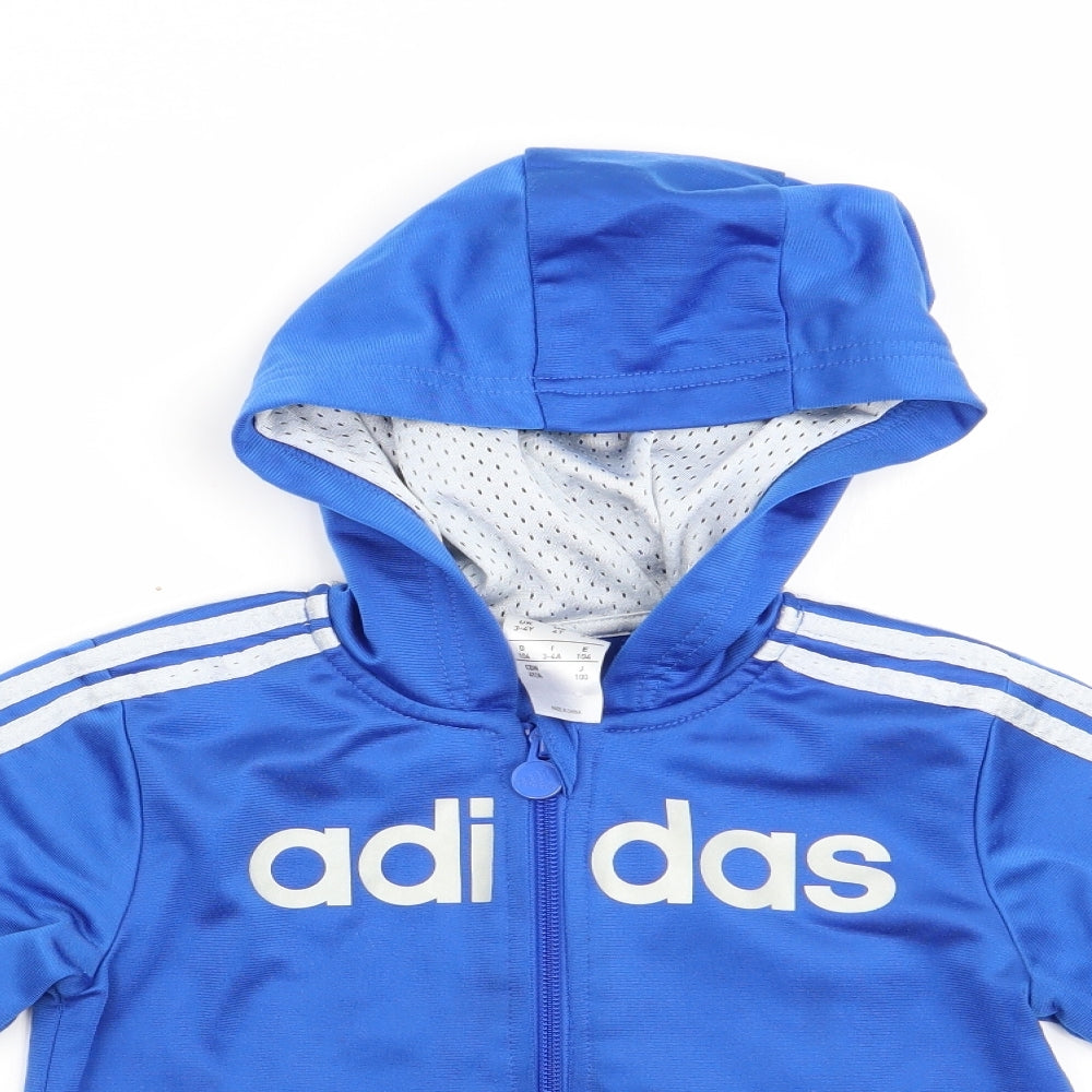 adidas Boys Blue   Full Zip Hoodie Size 3-4 Years