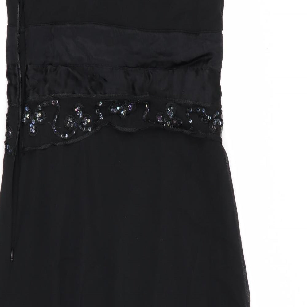 Per Una Womens Black   Fit & Flare  Size 12  - Net overlaid dress