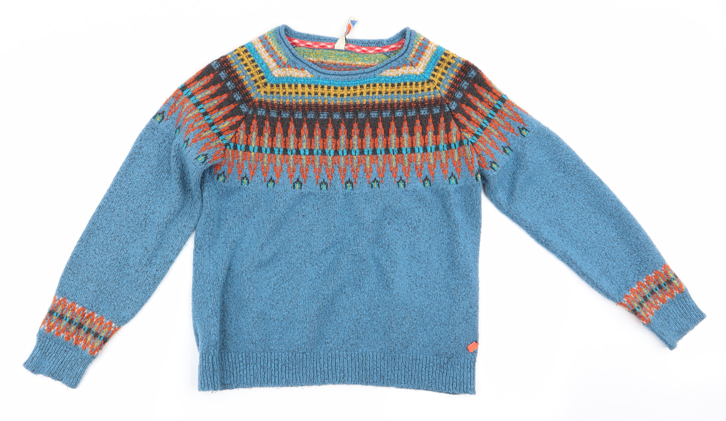Weird Fish Womens Blue Geometric  Pullover Jumper Size 12