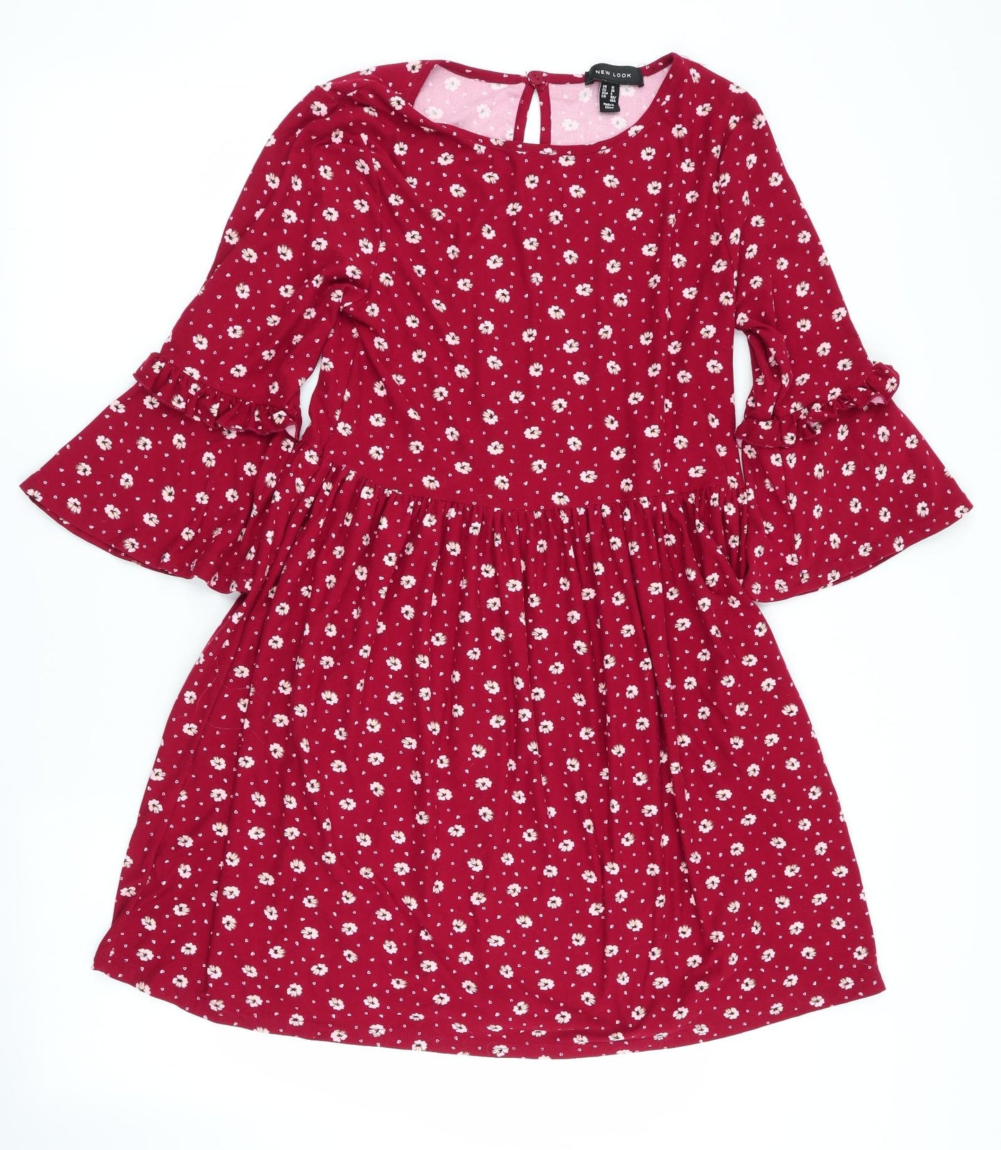 New Look Womens Red Floral  Fit & Flare  Size 10