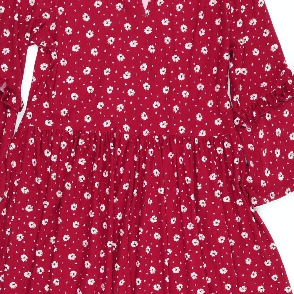 New Look Womens Red Floral  Fit & Flare  Size 10