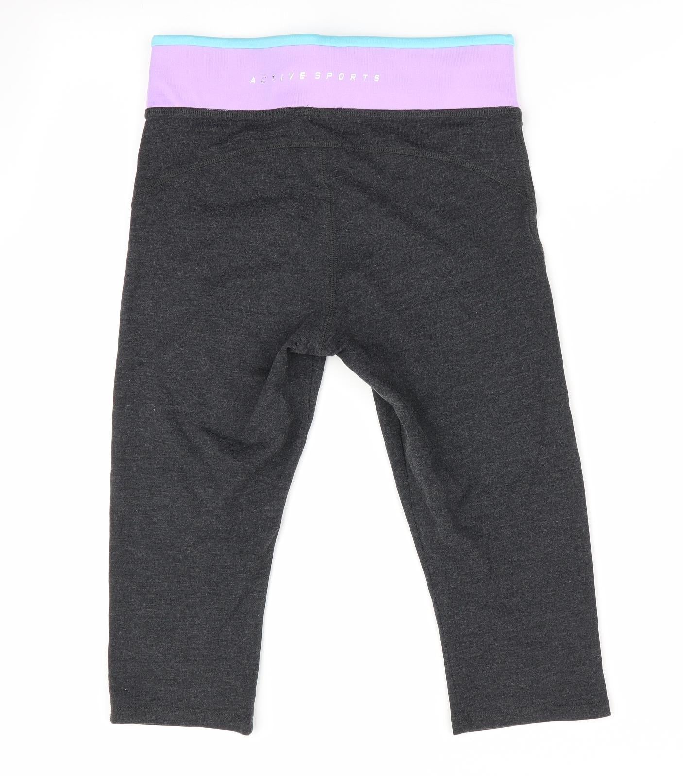 Florence and Fred Womens Black Colourblock  Cropped Leggings Size S L15 in