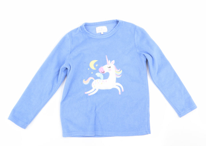 PJ Collections Girls Blue Animal Print Pyjama Top Size 9-10 Years - Unicorn