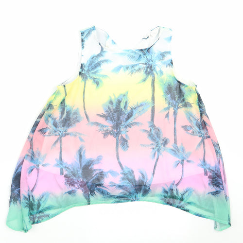 H&M Girls Pink Floral  Basic Blouse Size 9-10 Years  - Palm Trees