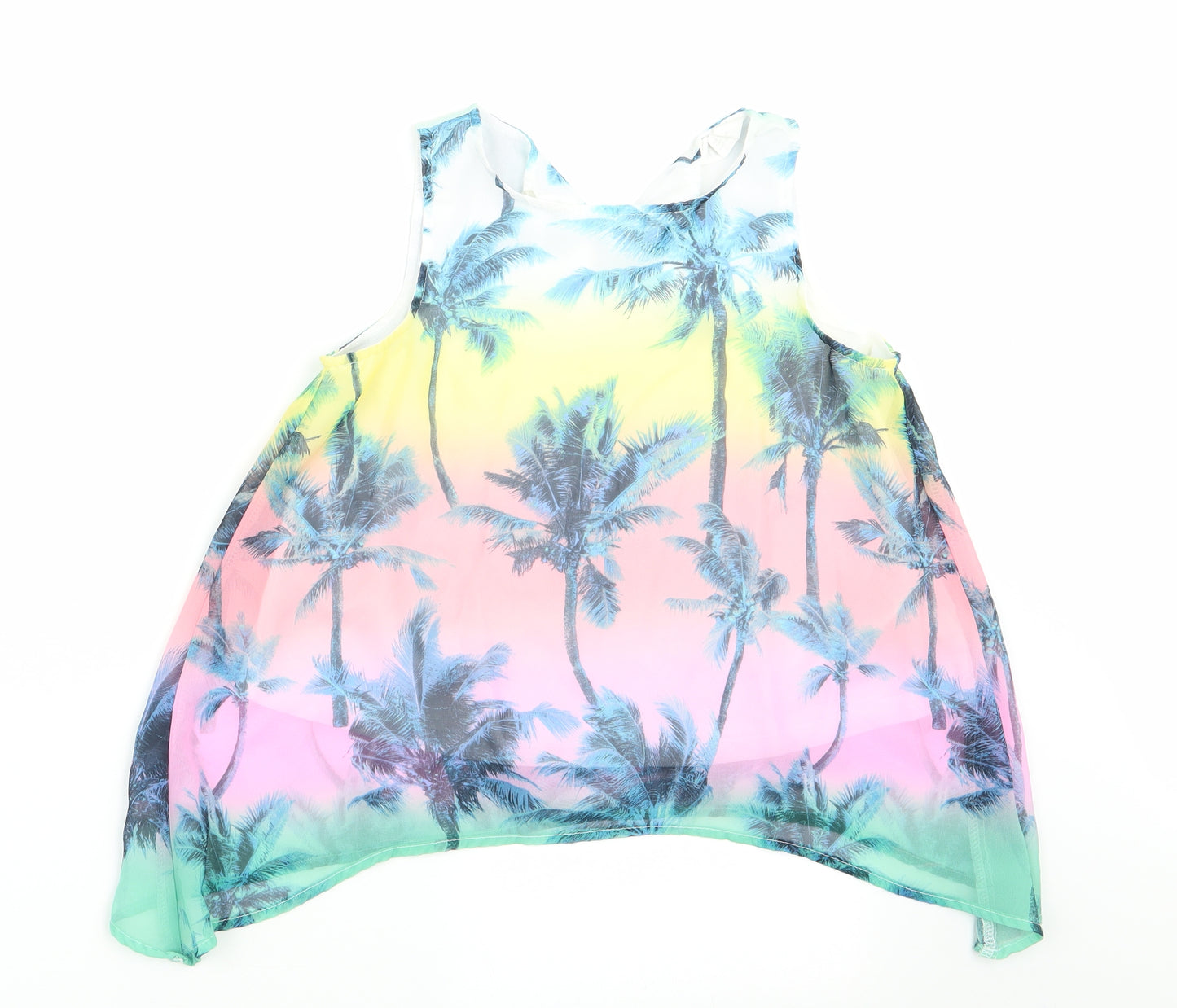 H&M Girls Pink Floral  Basic Blouse Size 9-10 Years  - Palm Trees