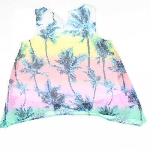 H&M Girls Pink Floral  Basic Blouse Size 9-10 Years  - Palm Trees