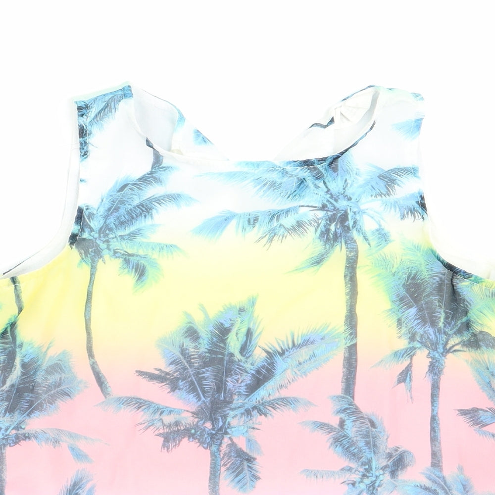 H&M Girls Pink Floral  Basic Blouse Size 9-10 Years  - Palm Trees