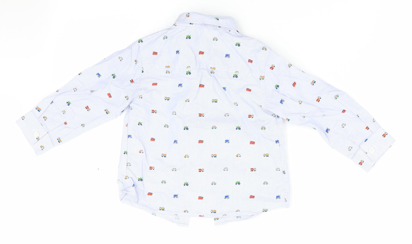 NEXT Boys Blue Striped  Basic Button-Up Size 18-24 Months  - Car print