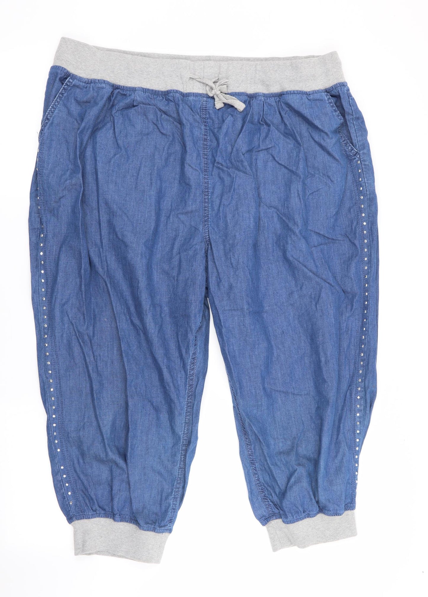 Love Yours Womens Blue   Pedal Pusher Trousers Size 24 L21 in - Denim look