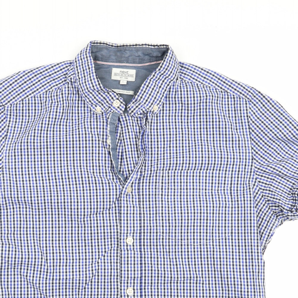 NEXT Mens Blue Check   Button-Up Size L