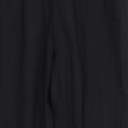 Zara Womens Black   Trousers  Size 6 L26 in - Faux Leather Trim