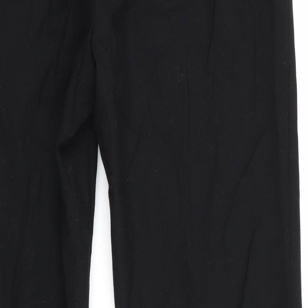 Zara Womens Black   Trousers  Size 6 L26 in - Faux Leather Trim