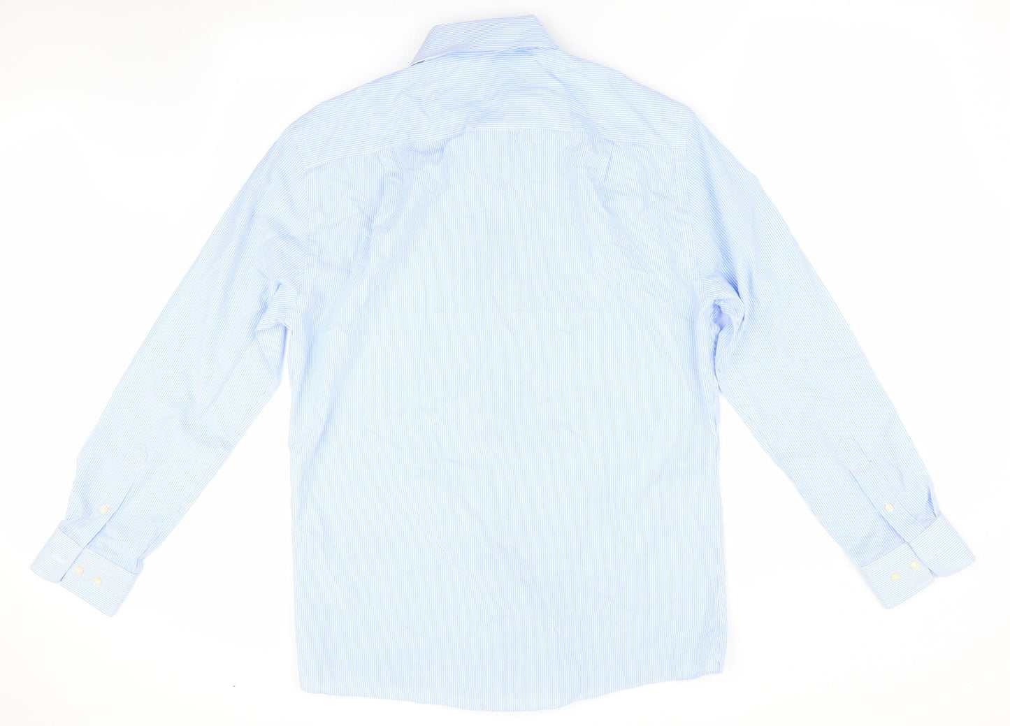 Taylor & Cutter Mens Blue Striped   Dress Shirt Size 15.5