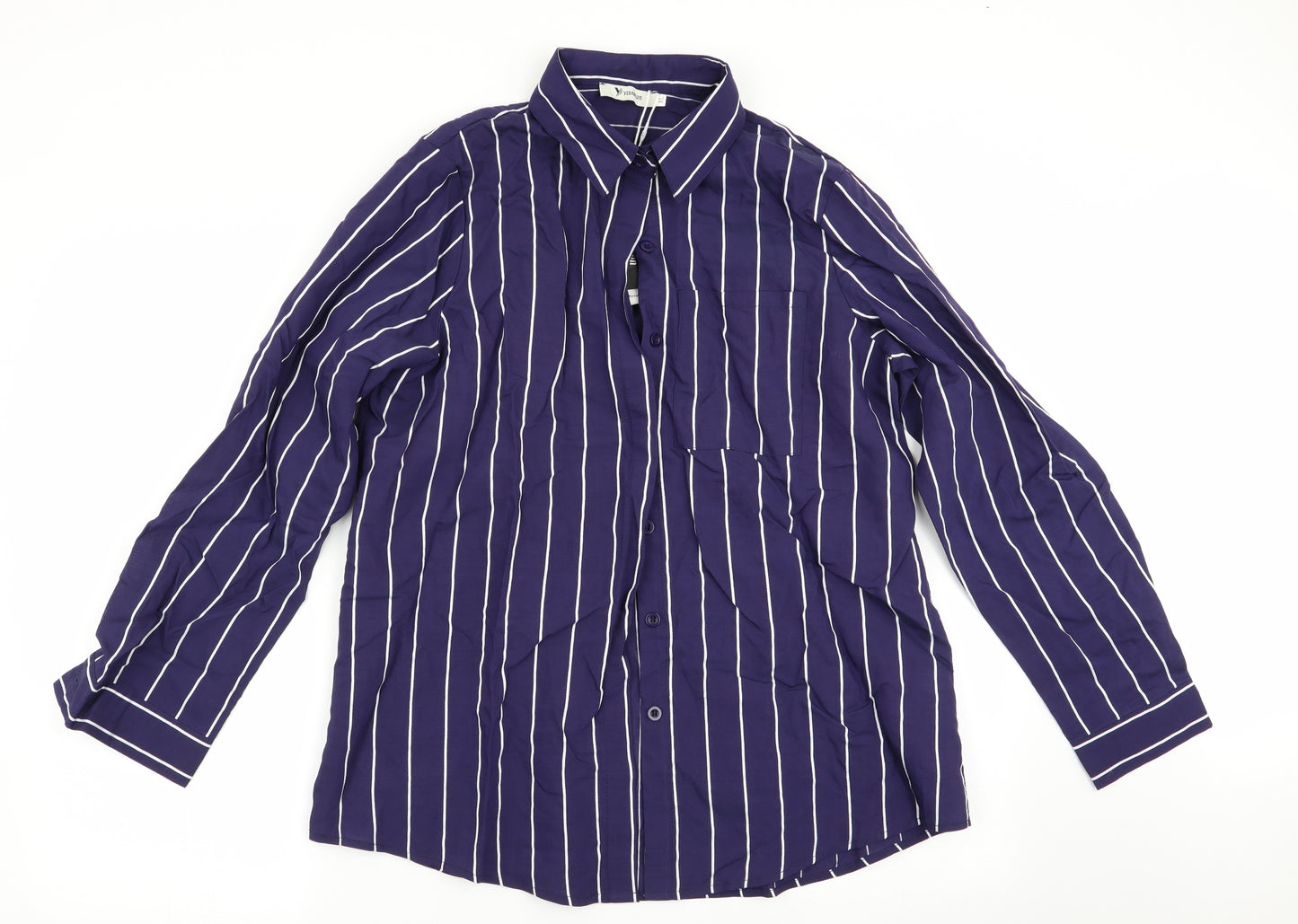 Yidarton Mens Blue Striped   Button-Up Size XL