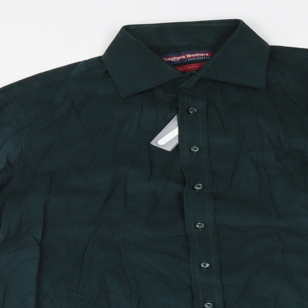 Stephens Brothers Mens Green    Dress Shirt Size 16
