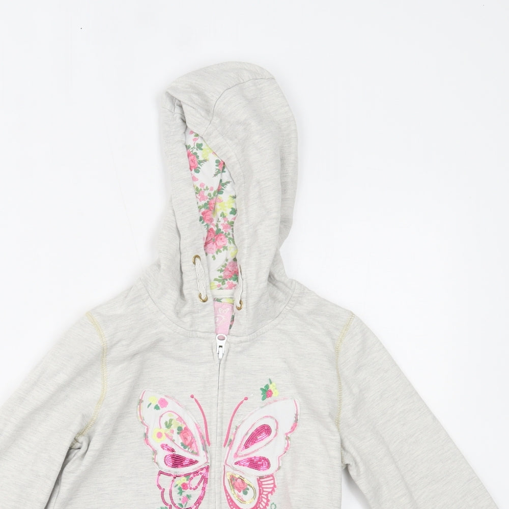 TU Girls Grey   Full Zip Hoodie Size 9 Years  - butterfly