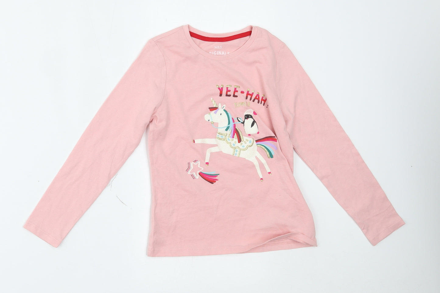 M&S Girls Pink    Pyjama Top Size 6-7 Years  - unicorn