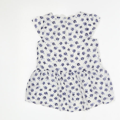 George Girls White Floral  Basic Blouse Size 8-9 Years