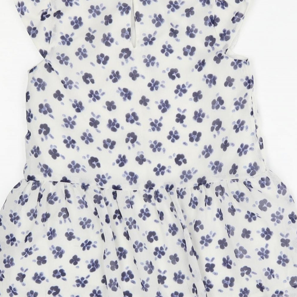 George Girls White Floral  Basic Blouse Size 8-9 Years