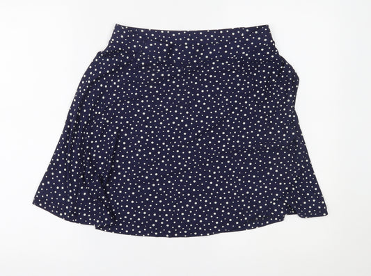 Front view of Next women’s blue polka dot a-line skirt, size UK 12