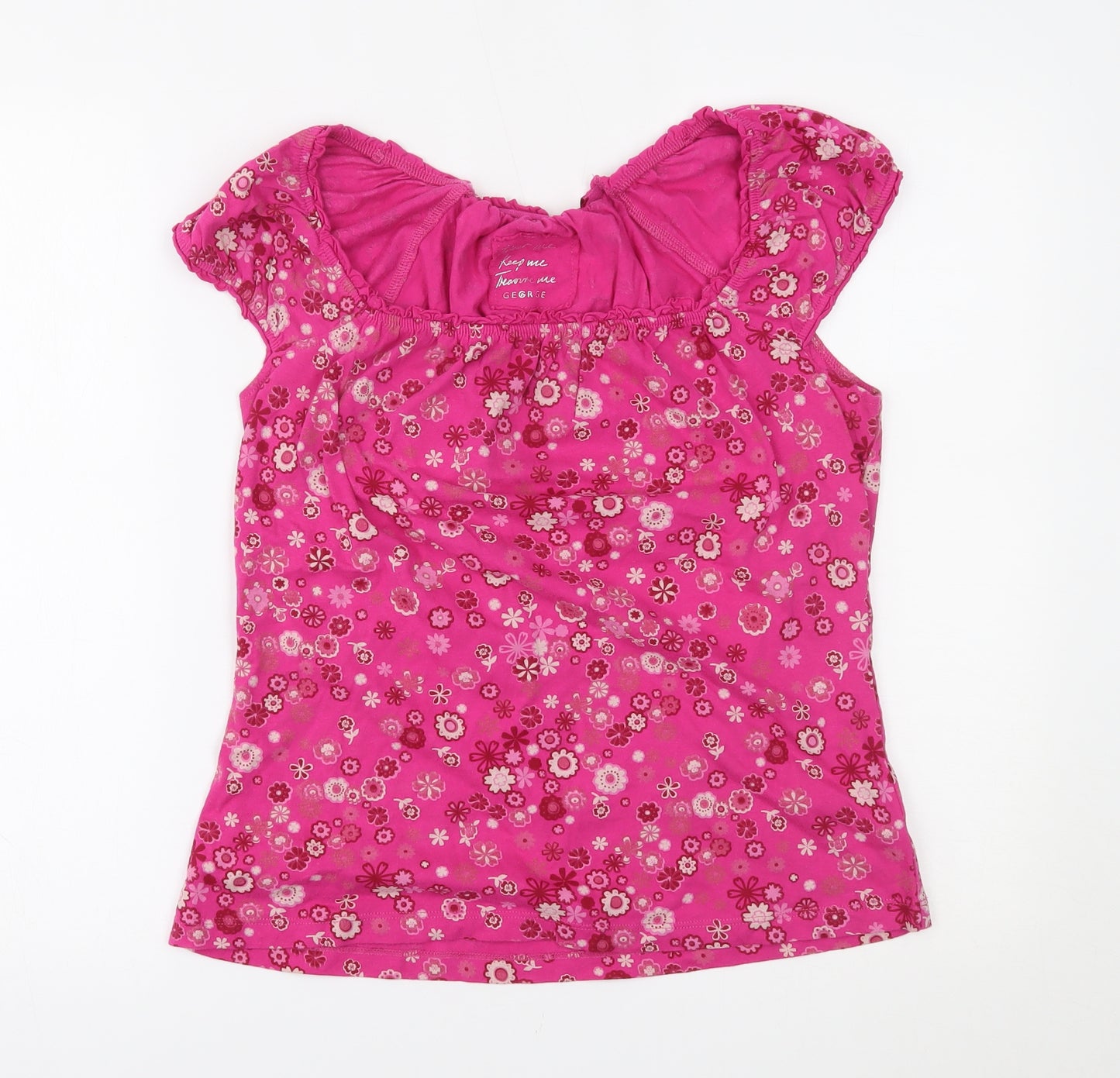 George Womens Pink Floral  Basic Blouse Size 16