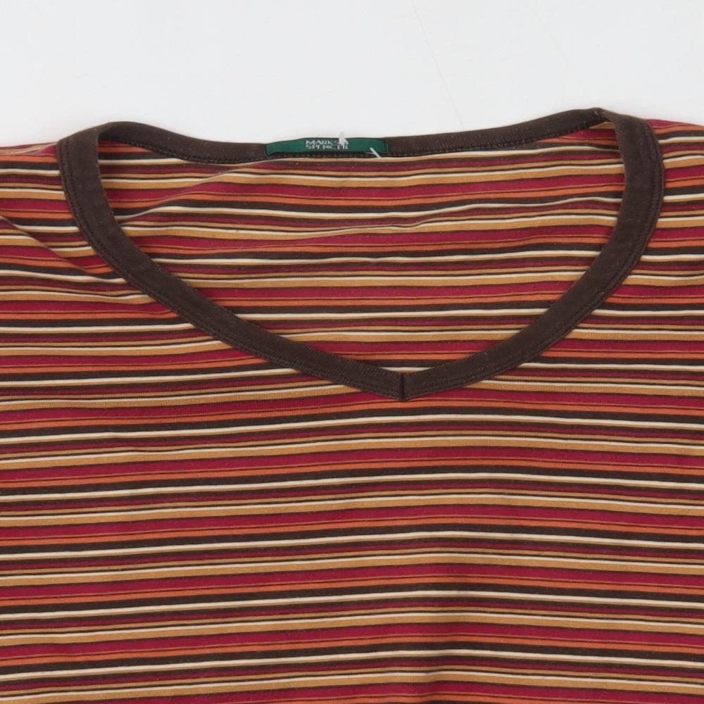 M&S Womens Red Striped  Basic T-Shirt Size 16