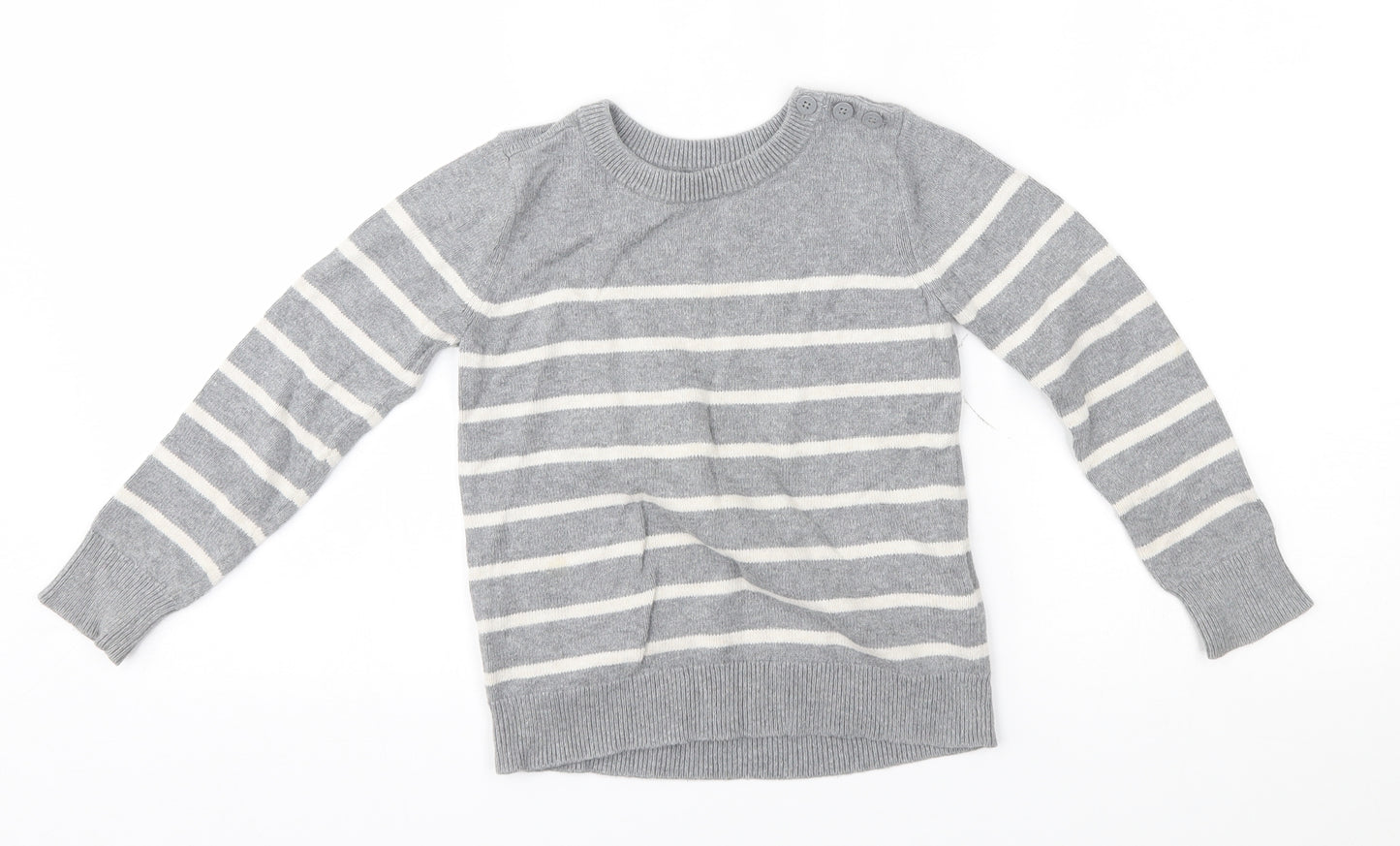 Gap Girls Grey Striped  Pullover Jumper Size 6-7 Years
