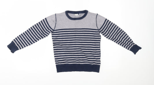 name it Boys Grey Striped  Pullover Jumper Size 7-8 Years