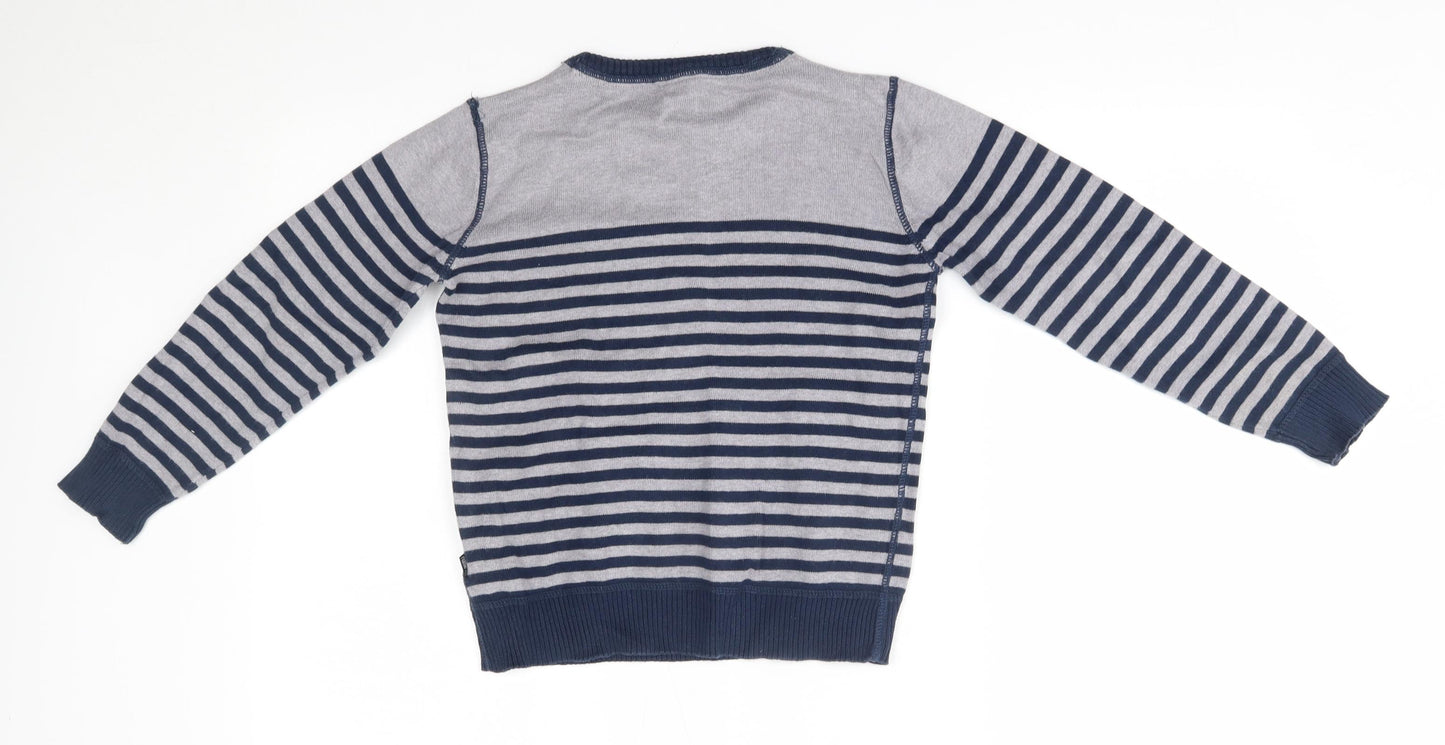 name it Boys Grey Striped  Pullover Jumper Size 7-8 Years