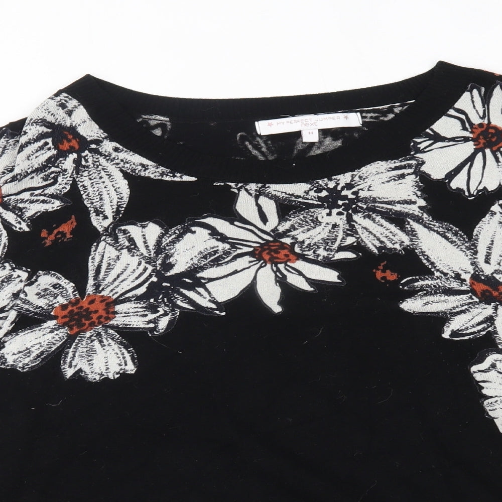 NEXT Womens Black Floral  Pullover Jumper Size 14