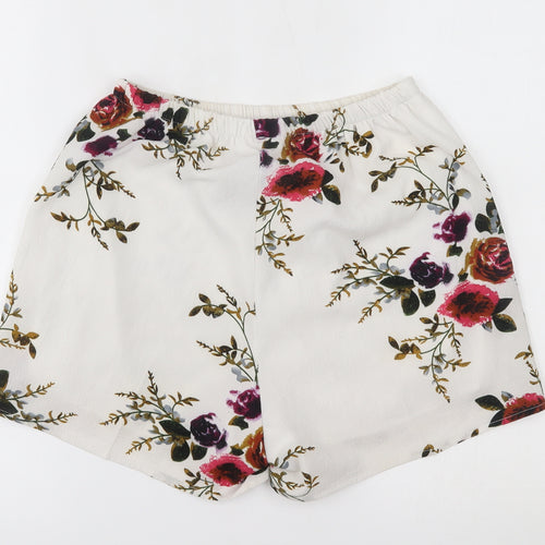 Preworn Womens White Floral  Mom Shorts One Size