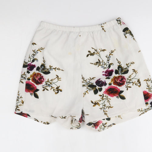 Preworn Womens White Floral  Mom Shorts One Size