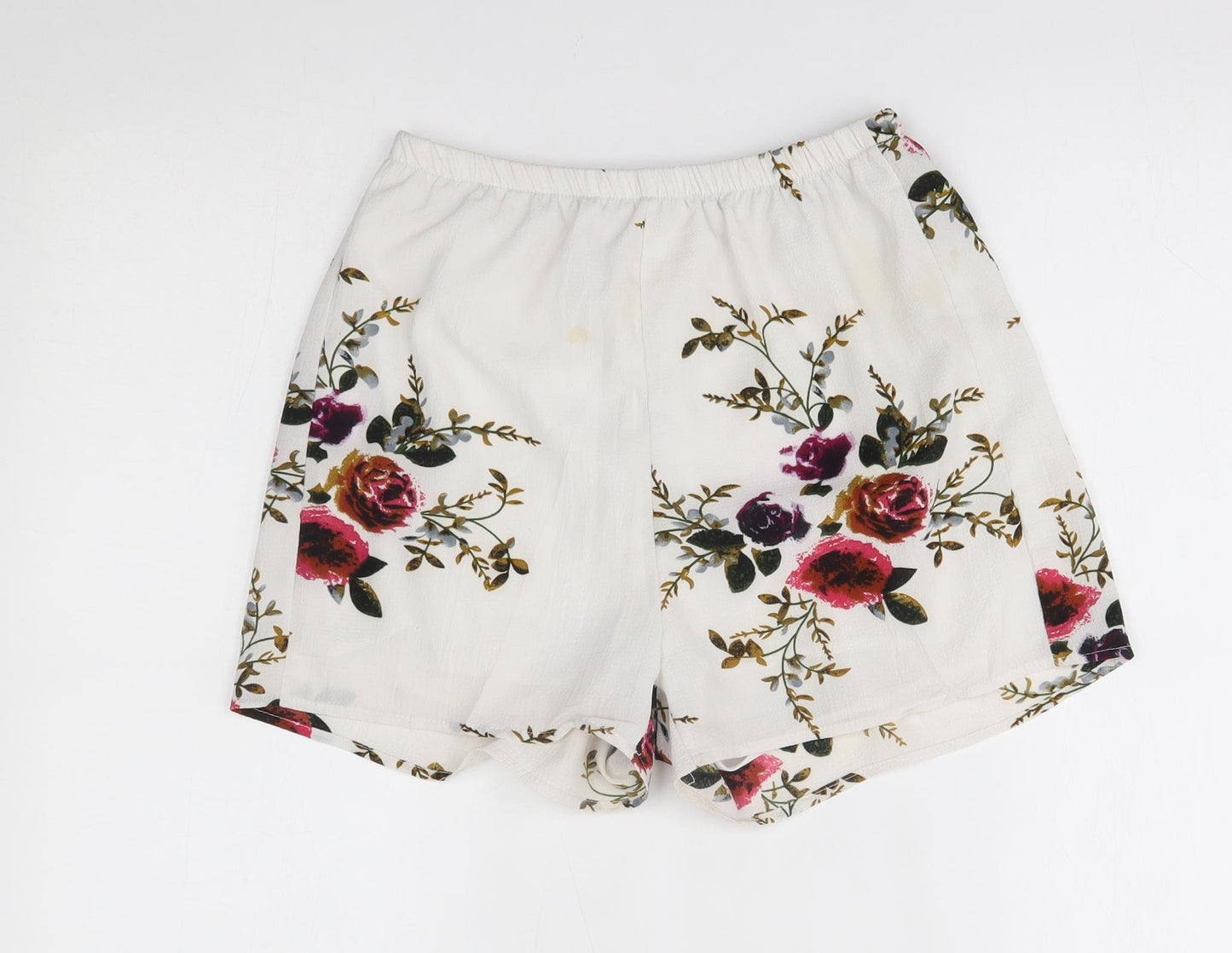 Preworn Womens White Floral  Mom Shorts One Size